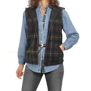 Ralph Lauren Plaid Hooded Vest  with Zipper Front  Fleece Size Large